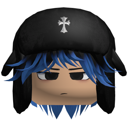 Chill Black/Blue Messy Hair w Ushanka Roblox item