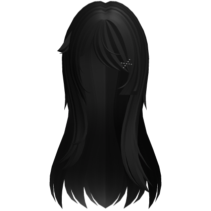 grunge long vkei emo hair clips in black Roblox item