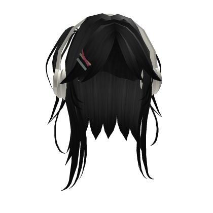 Headphone Y2K Girlish Pigtail Half-Up Black Hair
