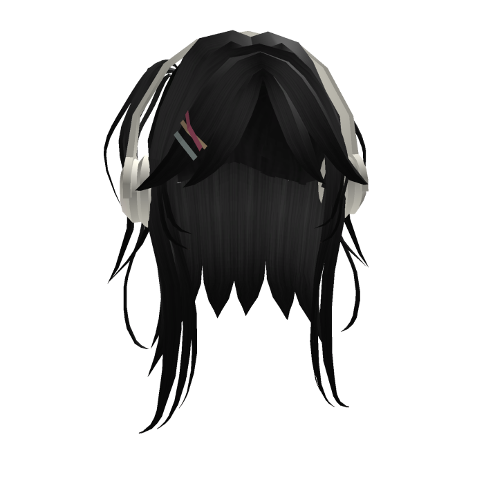 Headphone Y2K Girlish Pigtail Half-Up Black Hair
