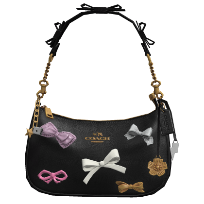 Coach Teri Shoulder Bag Black with Bow Charms thumbnail