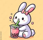 Bunny drinks boba all the time