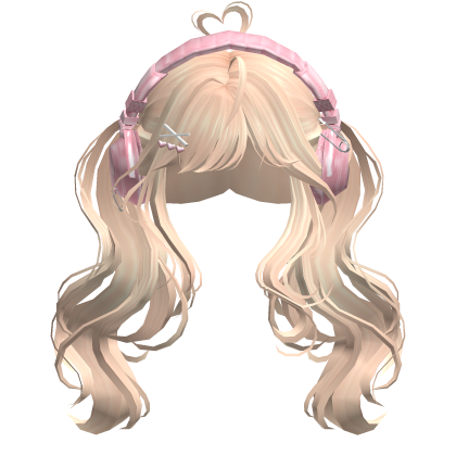 Cute Wavy Pigtails w/Headphonnes (Blonde)
