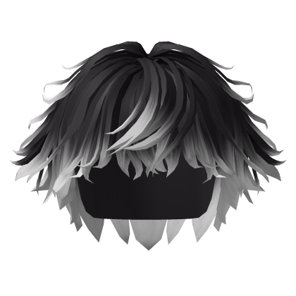 Super Messy Flowy Anime Black to White Hair Roblox item