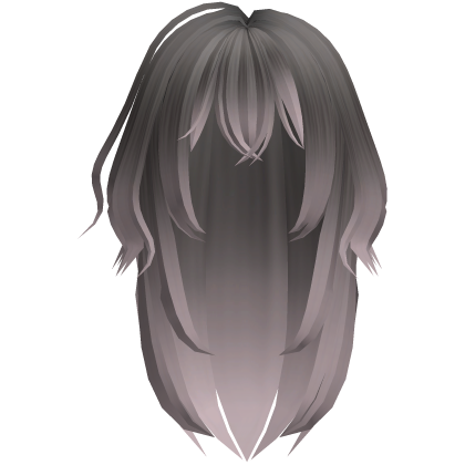 sweet fluffy long hair in grey pink Roblox item