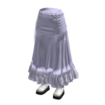 Ruched Maxi Skirt with Ruffle Hem (Lavender)