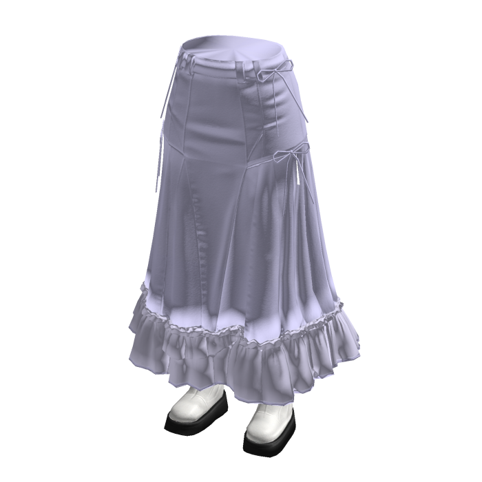 Ruched Maxi Skirt with Ruffle Hem (Lavender)