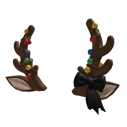 Reindeer Antlers w/ Christmas Lights & Black Bow