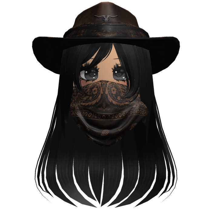 Brown Cowgirl Hat with Mask + Neck Scarf