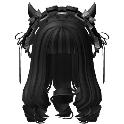 Curly Hair w/ Spooky Maid Headband & Horns(Black) Roblox item