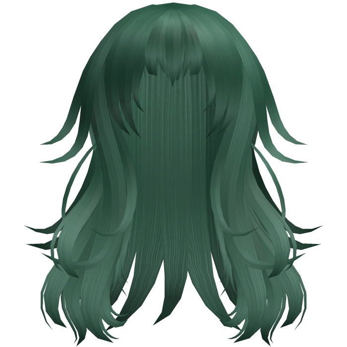 Anime Messy Long Hair w/ Spiky Ends (Green)