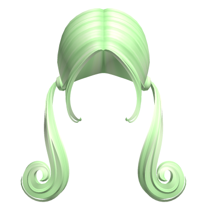 -',ৎ Low Curly Pigtails with Fairy Bangs Green
