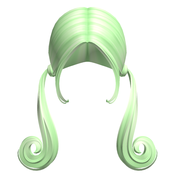 -',ৎ Low Curly Pigtails with Fairy Bangs Green