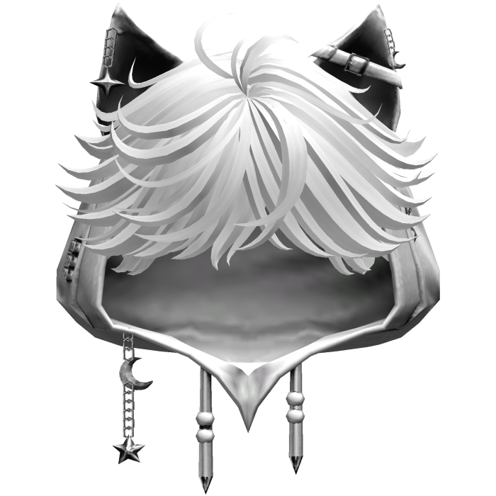 Cute White hair with a Y2K anime cat hood