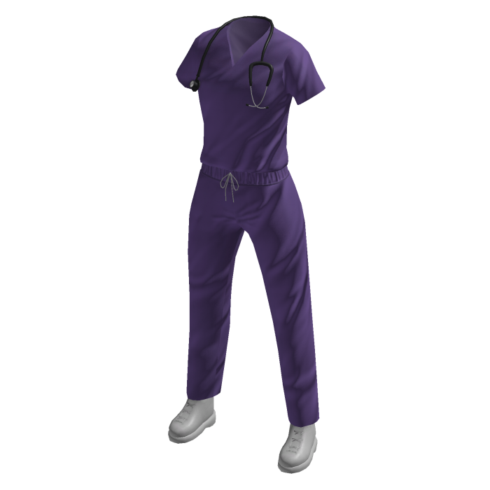 Purple Scrub with Stethoscope
