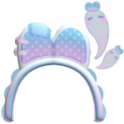 ♡ Kawaii cute pastel blue ghost bunny headband Roblox item