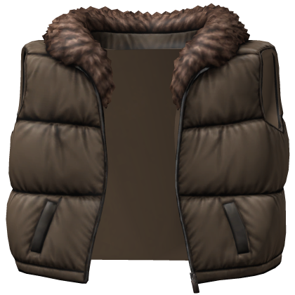 Puffer Vest With Fur Brown