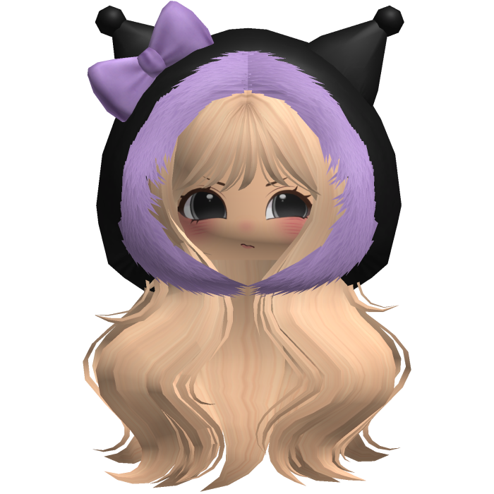 Kuromi Blonde Cute Wave Hair With Fur Hoodie