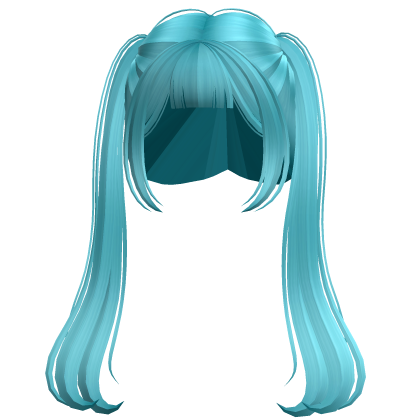 Long Anime TwinTails w/ Bnags (Teal) Roblox item