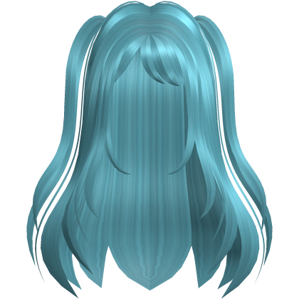 cute fluffy layered anime hair in electric blue Roblox item