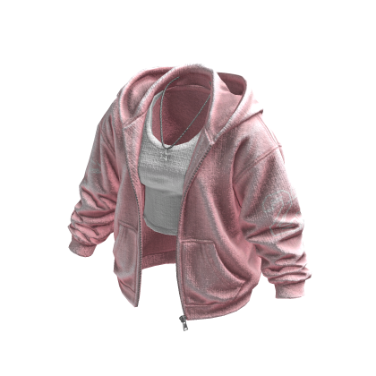 Pink Oversized Zip Up w/ Tank Top
