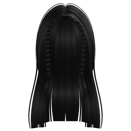 Straight Hair w/ Braids (Black) Roblox item