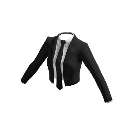Y2K Black Cropped Suit Blazer w/ Tie Formal