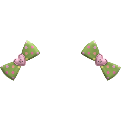 (6) Pistachio Green/Lght Pink Polka Bows Roblox item