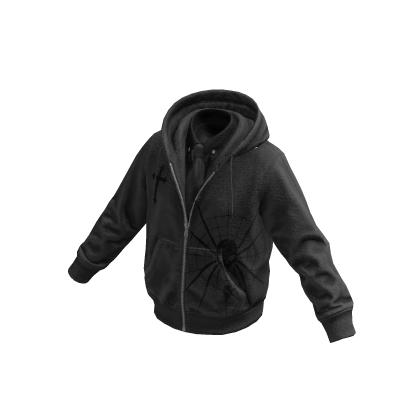 Grey Spiderweb Skull Hoodie w/ Tie