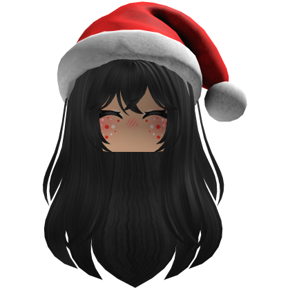 cute fluffy hair a Christmas hat beret (Black) Roblox item