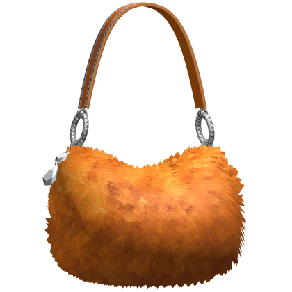 Cute Orange Y2K Gyaru Fluffy Fur Handbag • DD33 Roblox item render