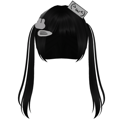 Kawaii Black Hair w/ long pigtails Roblox item