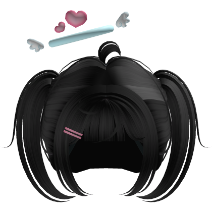 ♡ Cute vals angel black short pigtails Roblox item