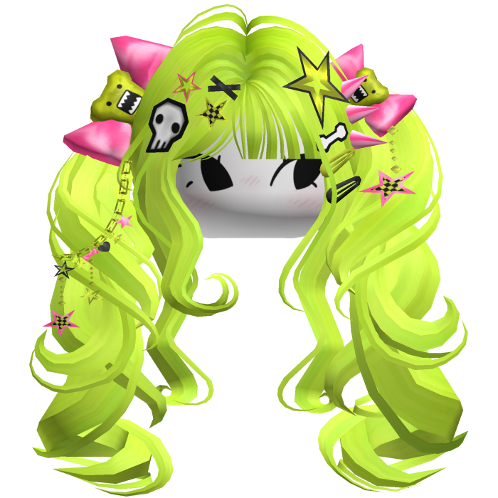♡ Scene Fluffy Gyaru Pigtails (Neon Green)