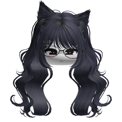 Wavy Moe Pigtails w/ Cat Ears (Dark Blue)