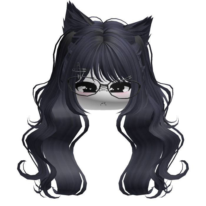 Wavy Moe Pigtails w/ Cat Ears (Dark Blue)