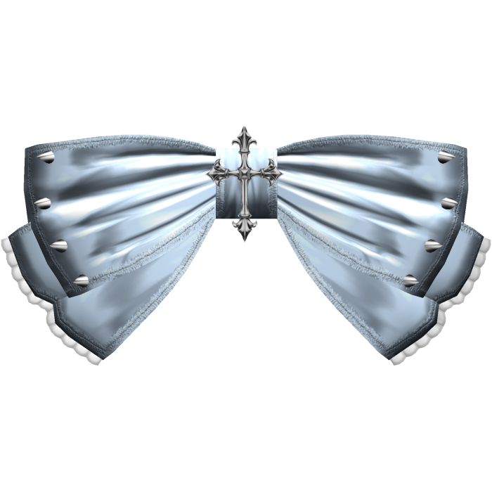 Droopy Gothic Cross Bow w Spikes (Light Blue)