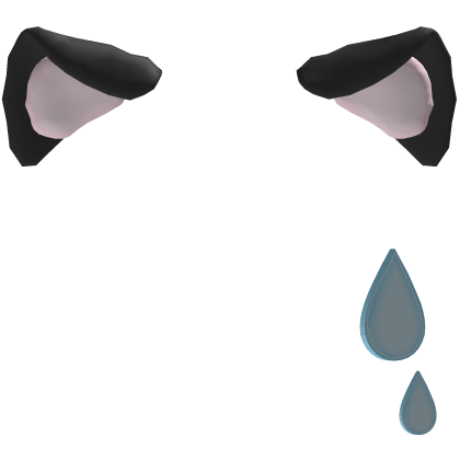 awkward neko ears with droplet in black