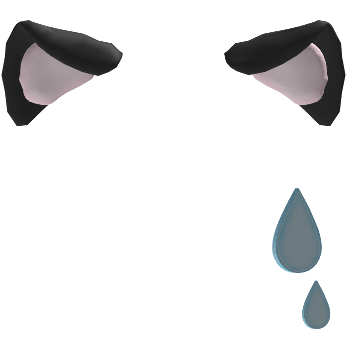 awkward neko ears with droplet in black
