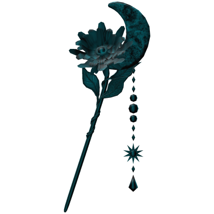 Flower & Moon Magical Staff In Turquoise Blue Roblox item