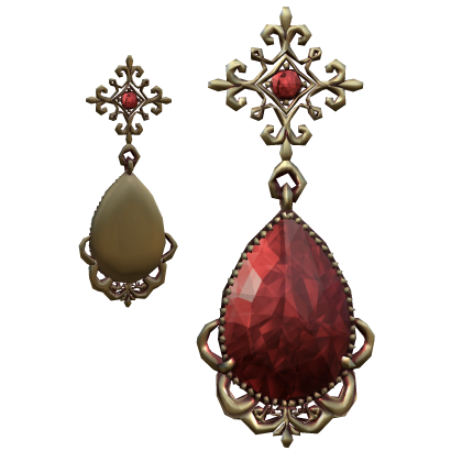 Gold Victorian Y2K Goth Ruby Earrings