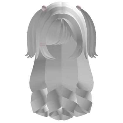 ♡ white long tuft cute kawai curly hair Roblox item
