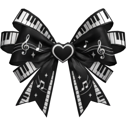large black musical piano heart back bow ribbon