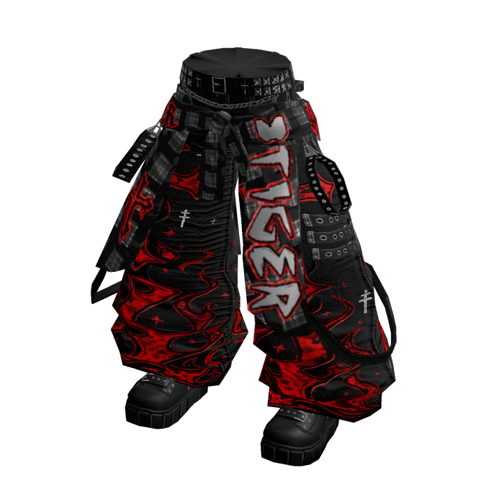 Red Cyber Baggy Jeans & Flannel