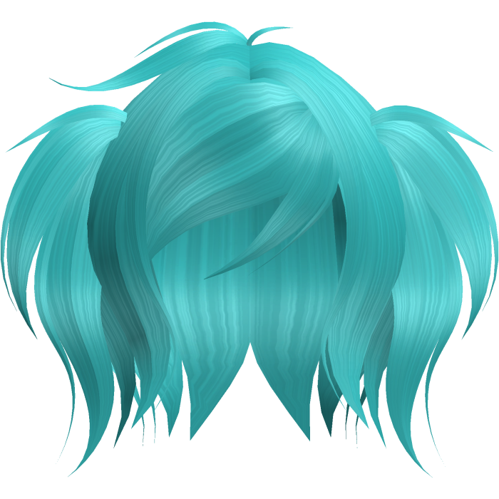 cute emo short fluffy moe pigtails in teal