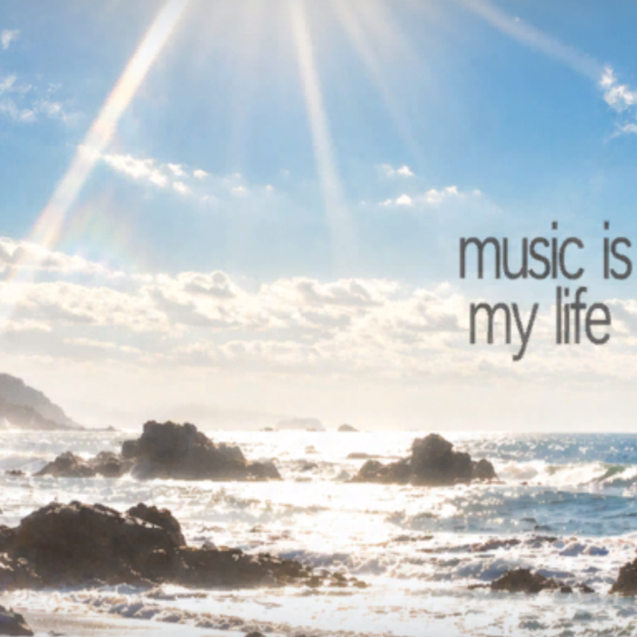Music Is My Life Text Sun Beach Summer Background