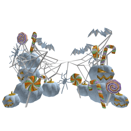 Blue Halloween Pumpkin Bat Spider White Web Candy
