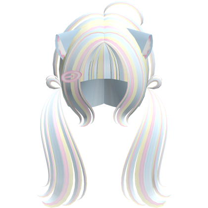 Cute Kitty Pigtails w/ Ears And Clip (Confetti)