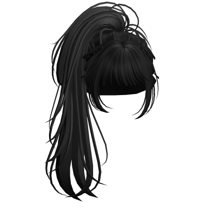 Black Messy Anime Ponytail Roblox item