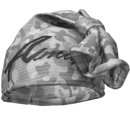 White Camouflage & Black Knotted Wrap Cap Beanie